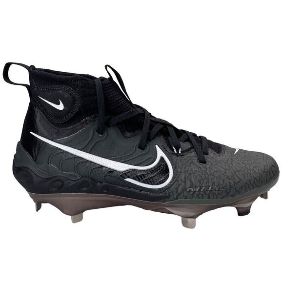 Nike Alpha Huarache NXT Black Grey Metal Baseball Mid Top Cleats Mens US 7 NEW - Picture 1 of 7